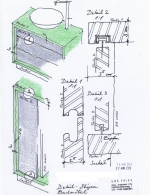 Handskizze Badzimmer-Möbel und Details von Architekt gezeichnet